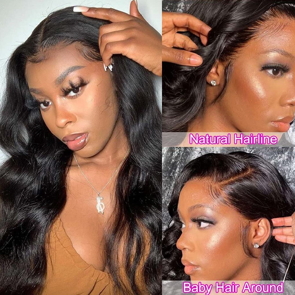 Glueless 13x4 Lace Front Wigs Human Hair - Body Wave Pre Cut Lace Wigs with Baby Hair for Black Women | 20 Inch 150% Density Natural Color | Easy Wear & Go for Beginners | Perfect for Daily Wear, Parties & Special Occasions