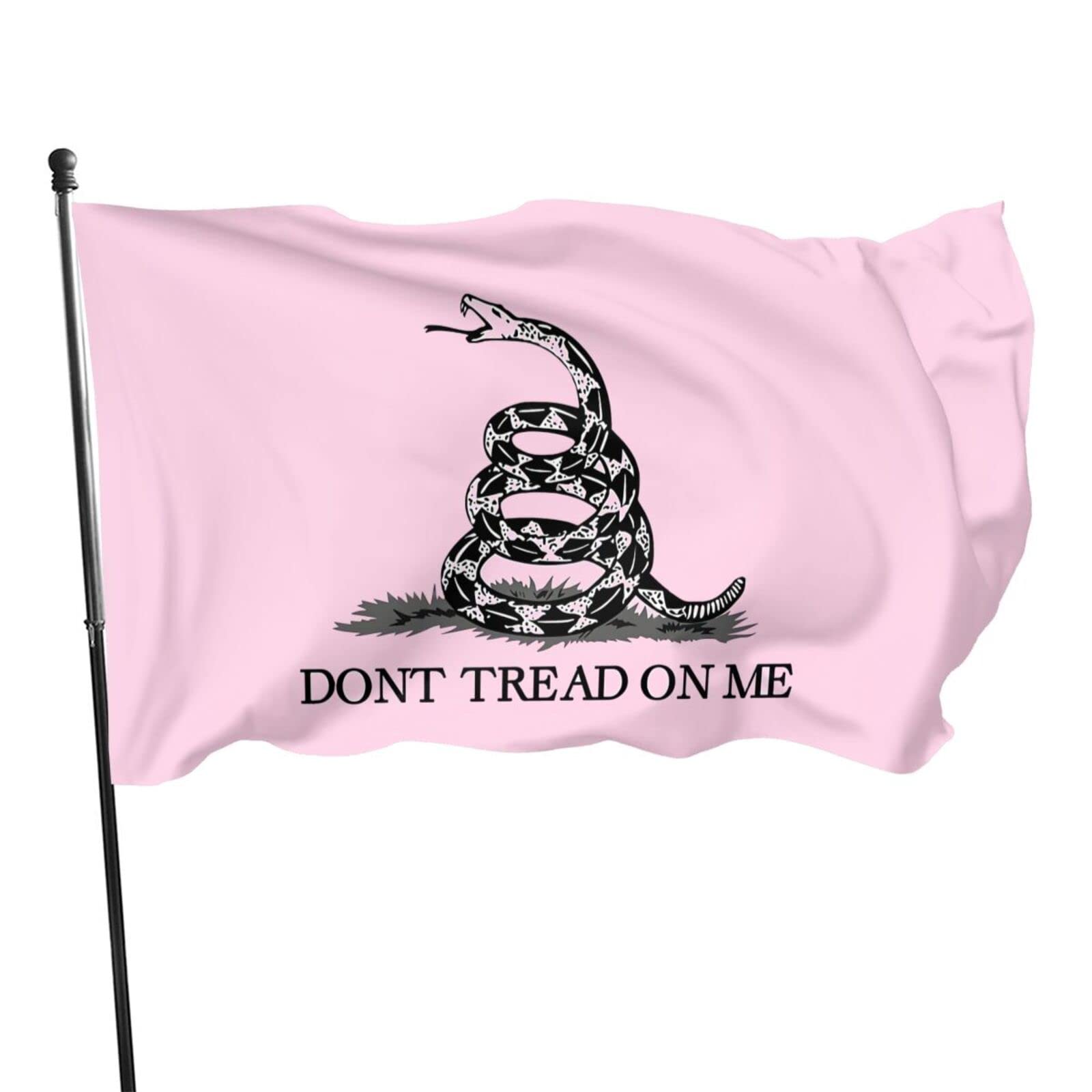 Gadsden Flag 'Don't Tread On Me' 3x5 Ft - Libertarian Pink Snake Banner for Home, Garden, Lawn - Outdoor & Indoor Decor - Perfect for Patriotic Displays, Political Events, and Freedom Lover Gifts