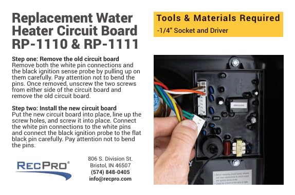 RecPro RV Water Heater Circuit Board Replacement 91365 - Compatible with Atwood Water Heaters | Durable RV Camper Water Heater Control Board | Perfect for RV Maintenance & Repair
