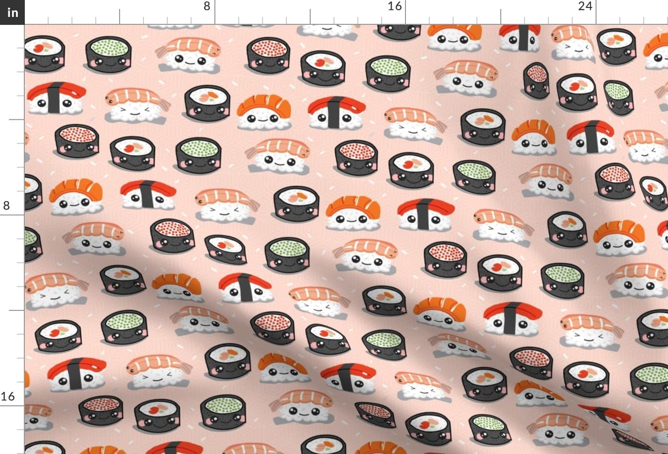 Salmon Sushi Japanese Food Printed Minky Fabric - Soft Fat Quarter for Baby Blankets, Quilt Backing & Plush Toys - Premium Spoonflower Fabric for DIY Sewing Projects
