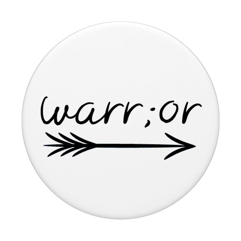 Mental Health Warrior Semicolon Awareness PopSockets PopGrip - Swappable Phone Grip for iPhone, Samsung & Tablets - Suicide Prevention & Mental Health Support - Perfect for Daily Use, Work & School