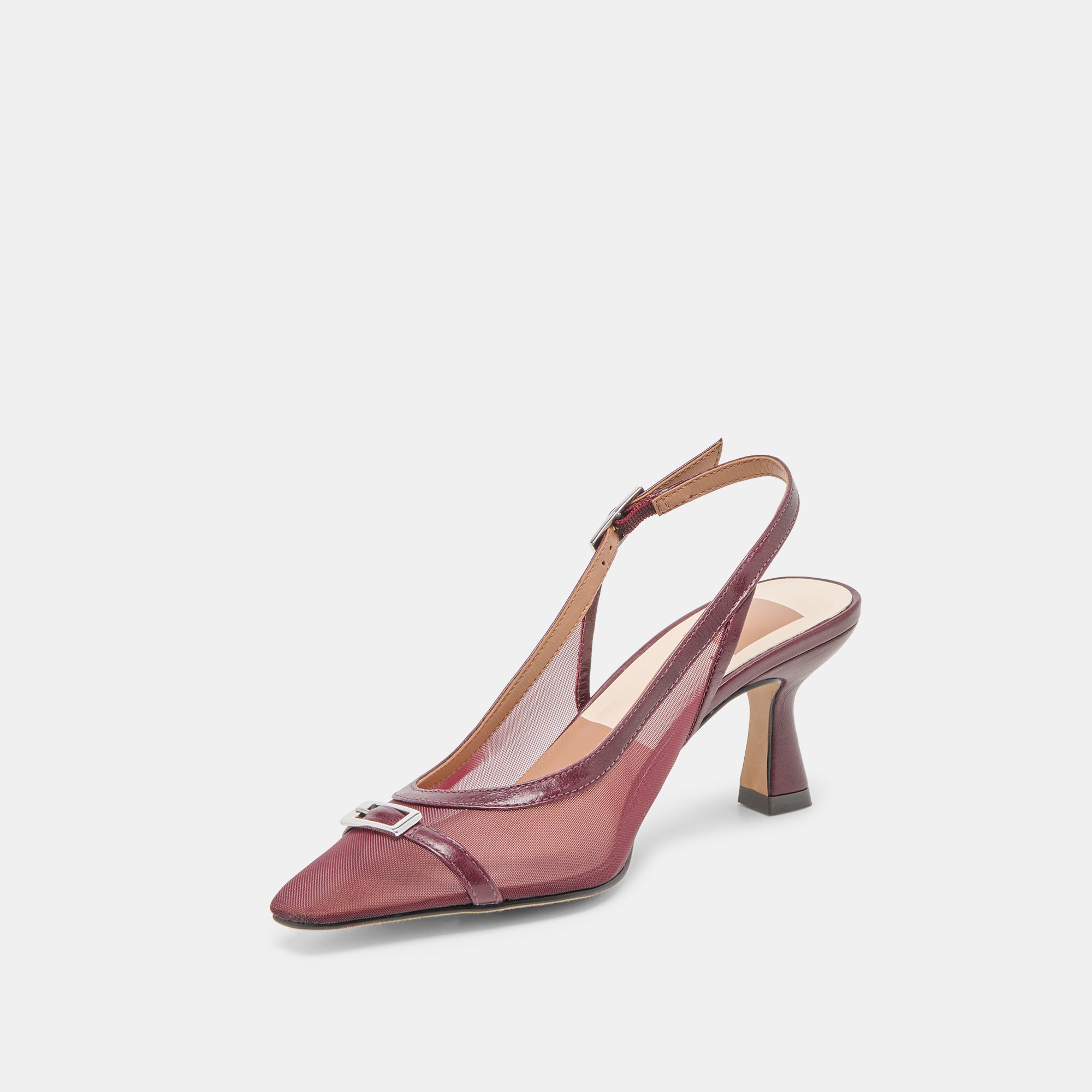 LORINE Women's Burgundy Mesh High Heels - Elegant Stiletto Pumps for Parties, Weddings & Evening Events