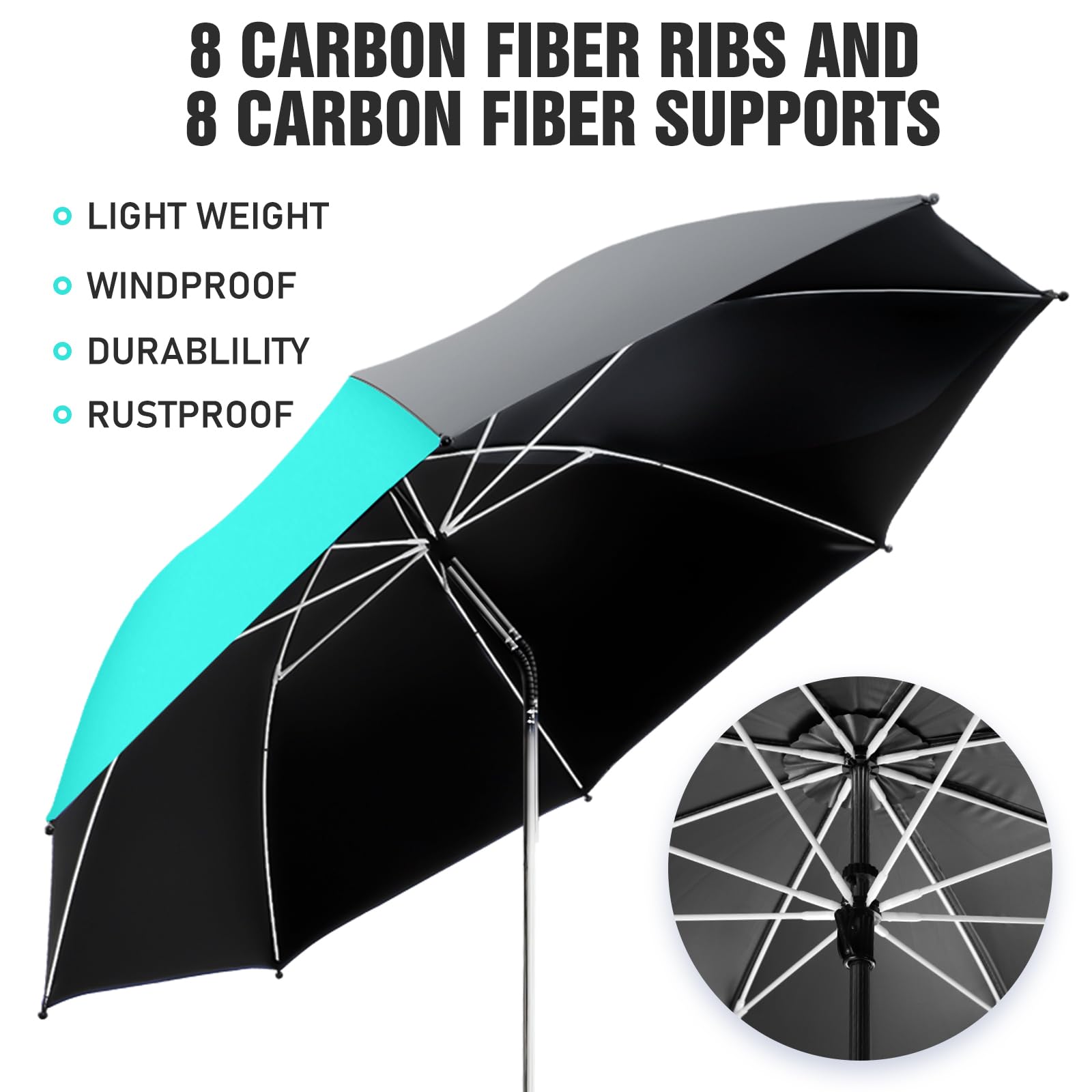 2 Pack 360° Adjustable Chair Umbrella with Universal Clamp - UPF50+ Sun Shade for Outdoor Chairs, Beach Loungers & Patio Furniture - Perfect for Poolside Relaxation, Backyard BBQs and Beach Vacations