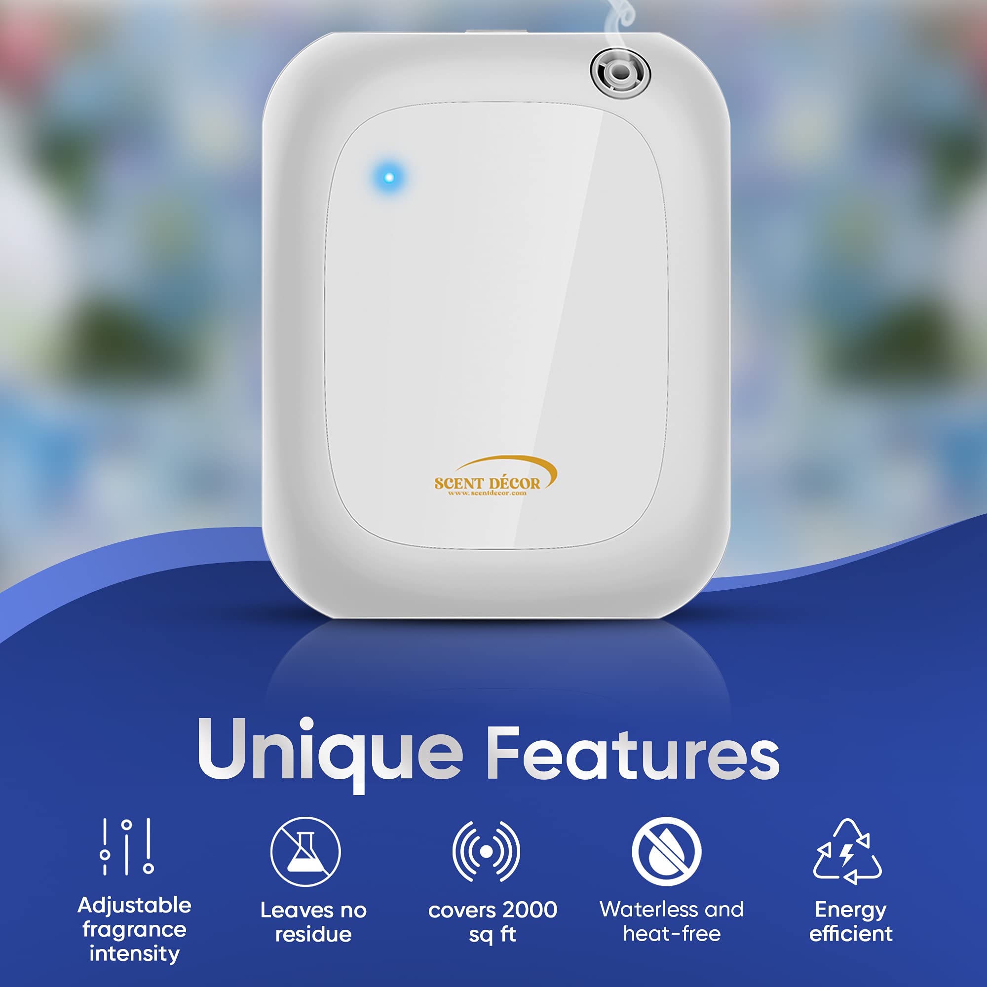 FlexiScent Mini Aromatherapy Diffuser - Automatic Air Freshener & Odor Eliminator for Essential Oils | 2000 Sq. Ft Coverage | Perfect for Home, Office, Car & Yoga Studio
