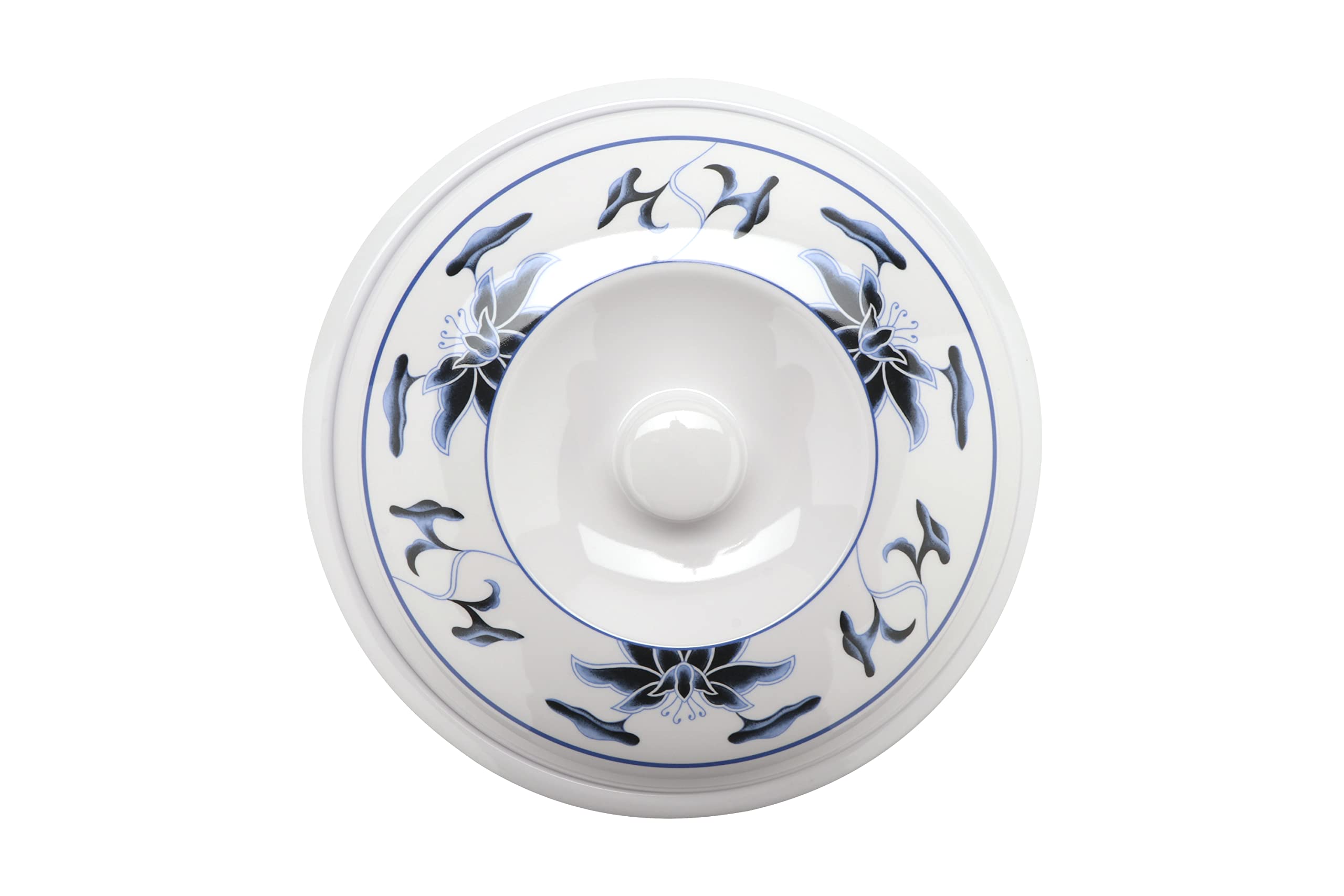 G.E.T. KT-050-B Melamine Bowls with Lids - 12-Pack White 70oz 10-inch Water Lily Collection - Perfect for Parties, Picnics & Food Storage