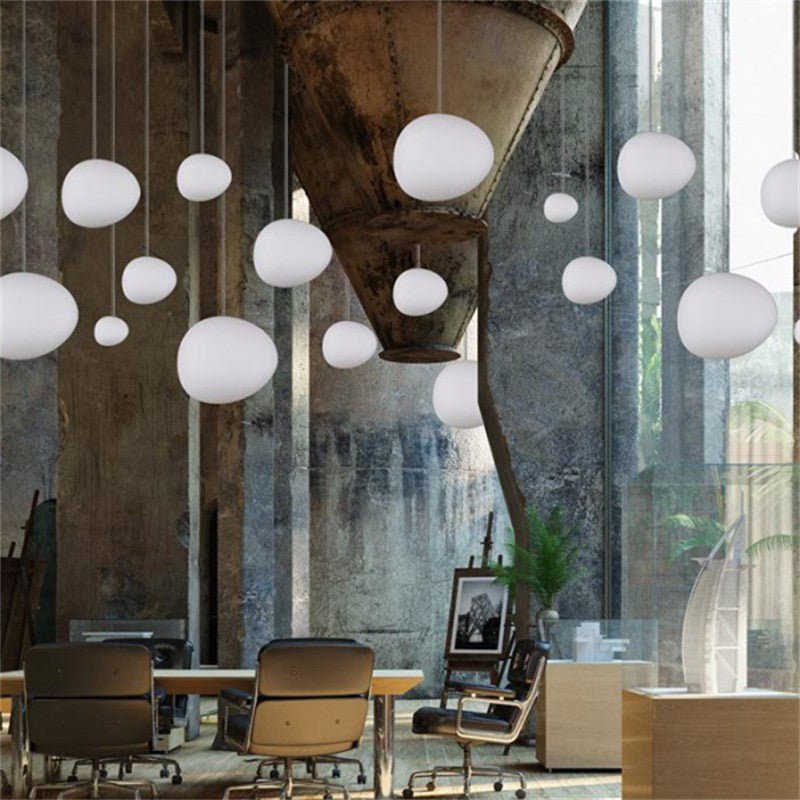 Stylish Gregg Stone Shape Glass Pendant Light - Modern Hanging Fixture for Kitchen Island, Dining Room & Bedroom Lighting