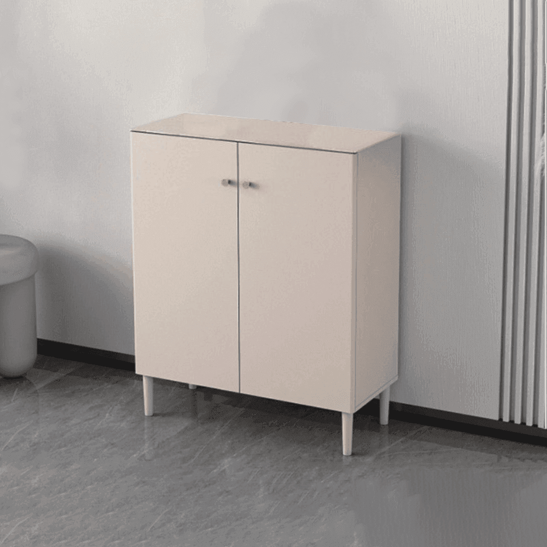 Linne 2 Door White Shoe Storage Cabinet 80cm - Space Saving Entryway Organizer for Hallway, Closet & Mudroom Organization