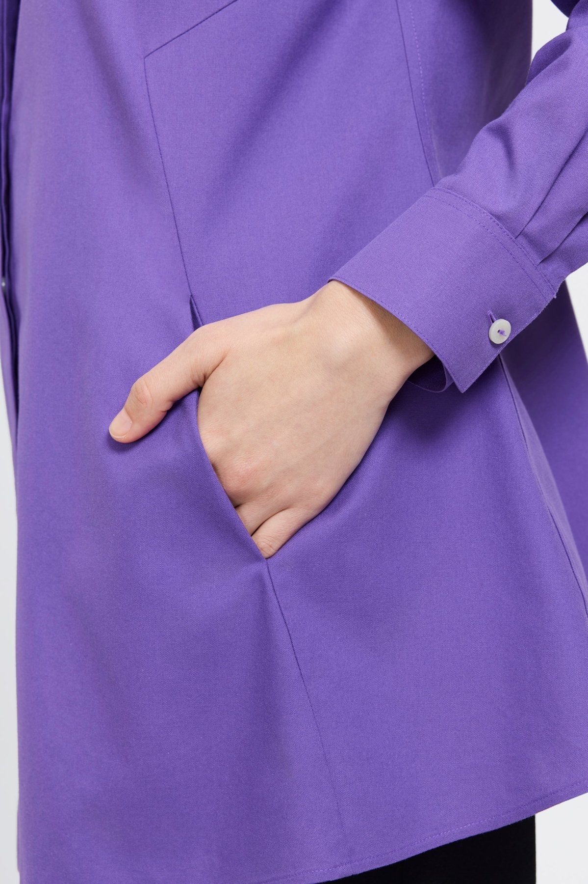 No Iron Pinpoint Long Sleeve Tunic for Women - Wrinkle-Free Office Blouse, Comfortable Business Casual Top for Work & Professional Wear