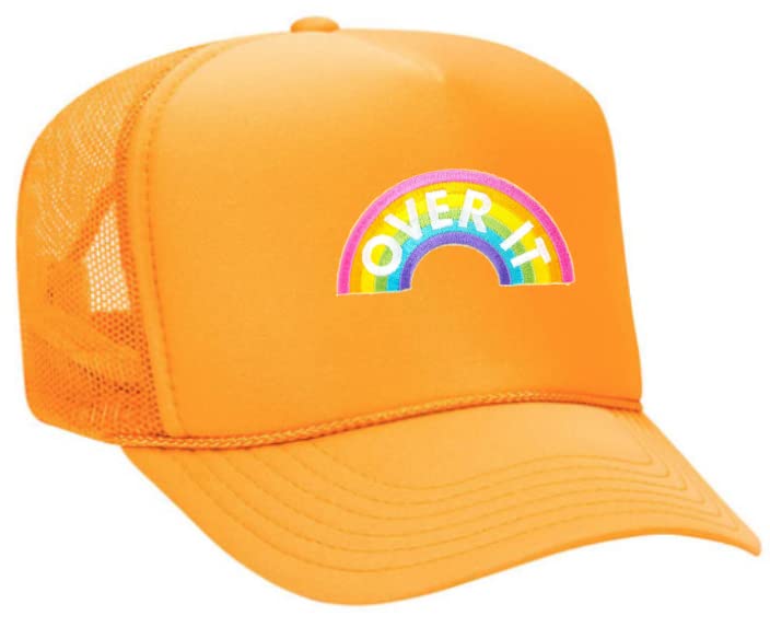 Over The Rainbow Embroidered Patch Trucker Hat - Colorful Rainbow Embroidered Snapback Cap for Men & Women - Perfect for Music Festivals, Pride Events & Outdoor Adventures
