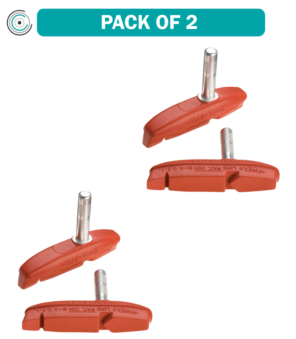 2 Pack Kool Stop Eagle Claw II Cantilever Brake Pads - Smooth Post Salmon Compound for Road Bikes & Mountain Bikes - High-Performance Braking in Wet & Dry Conditions