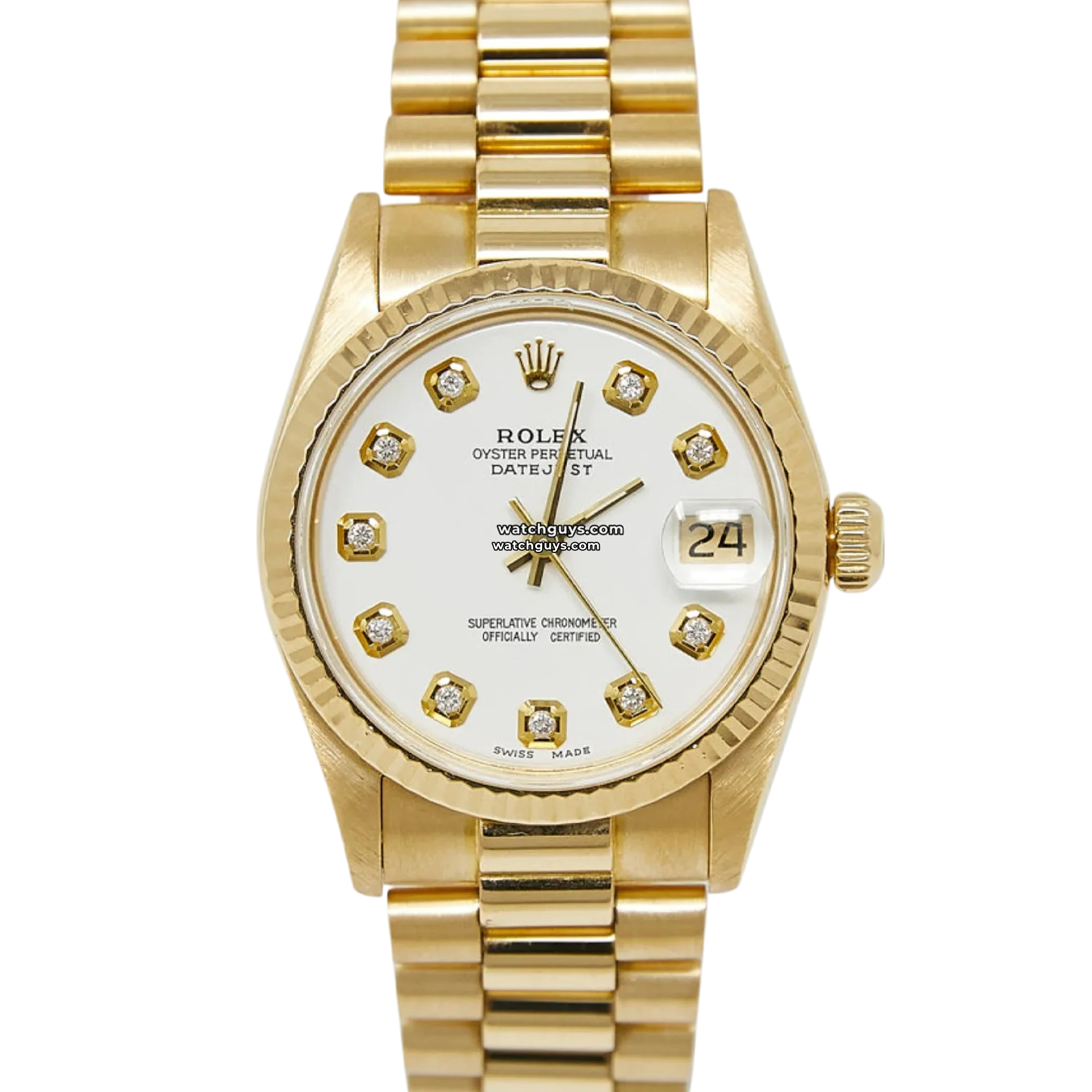 Rolex Datejust 68278 Men's Watch - 18K Yellow Gold & Stainless Steel, White Diamond Dial, President Bracelet - Luxury Dress Watch for Business & Formal Occasions
