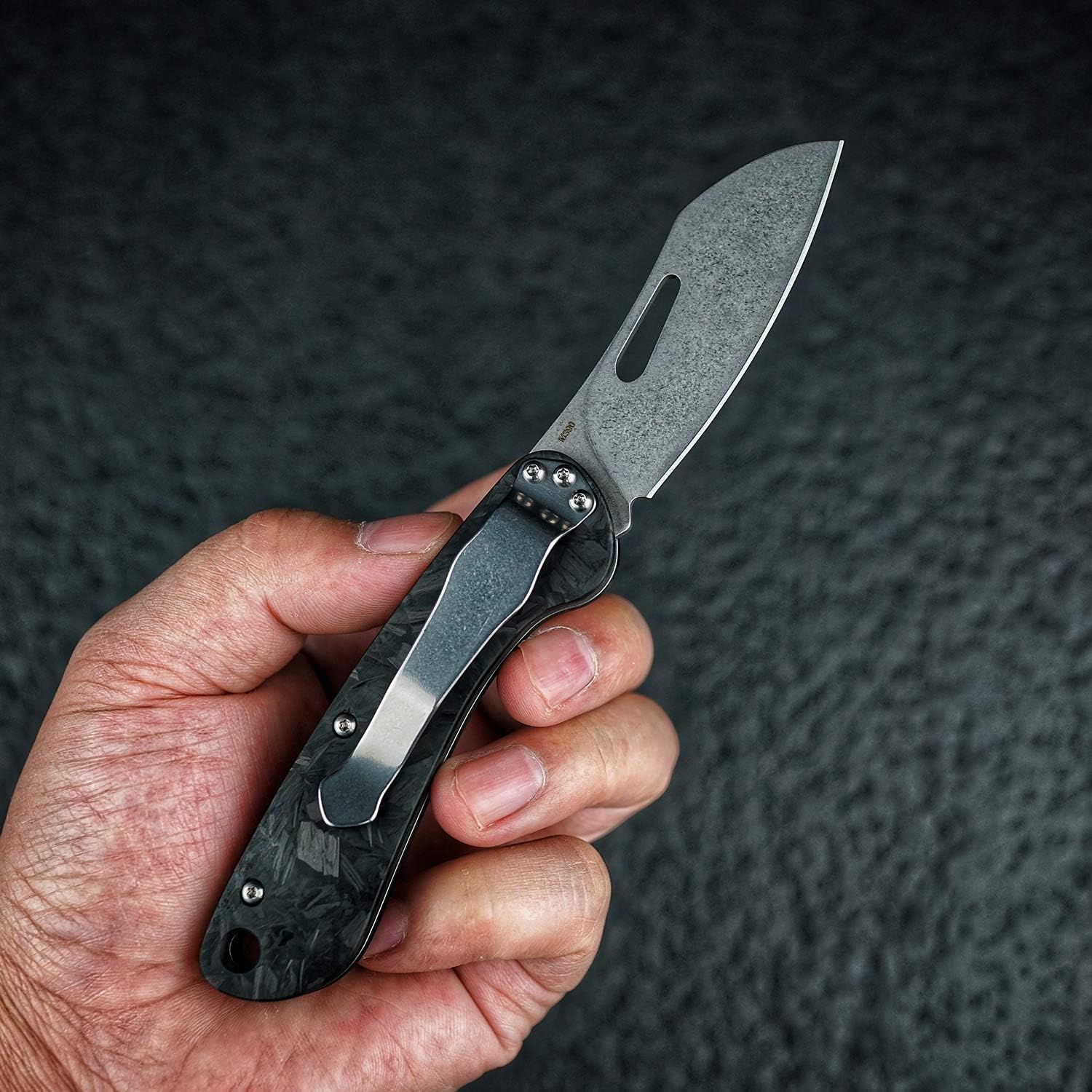 Premium M390 Powder Steel Folding Knife - Glow in The Dark Handle, Carbon Fiber Design with Pocket Clip & Lanyard Hole - Perfect for Camping, Hiking, Hunting, Fishing & Everyday Carry (EDC)