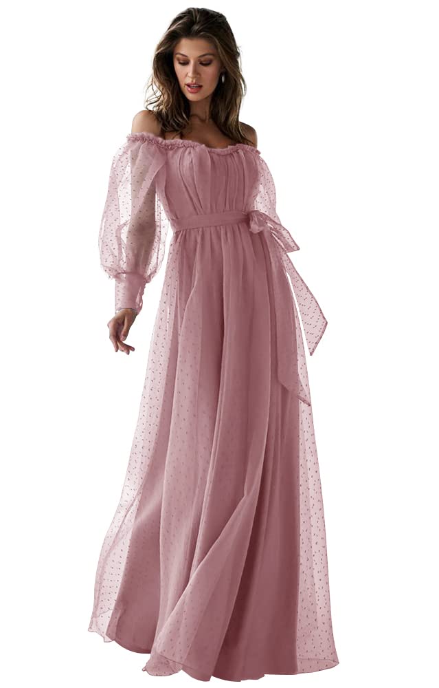 Elegant Tsbridal Puffy Long Sleeve Prom Dress with Tulle Ball Gown & Beaded Split for Women | Formal Evening Gown for Homecoming, Wedding Party & Special Occasions