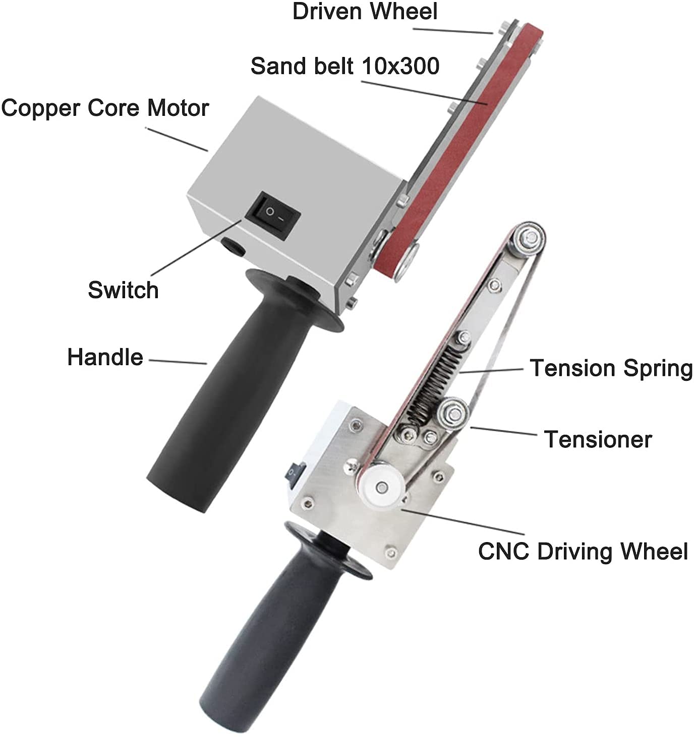 7-Speed Electric Mini Belt Sander & Angle Grinder with 10 Sanding Belts - Perfect for Metal Polishing, Woodworking, Knife Sharpening & DIY Projects (Model 795)