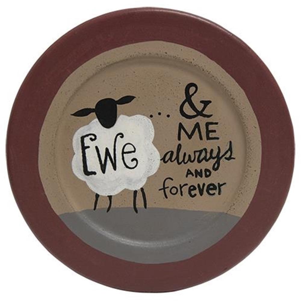 Love Ewe Plate Set of 2 - Cute Sheep Design Ceramic Dinner Plates for Kids & Adults - Perfect for Family Meals, Parties, and Farmhouse Decor