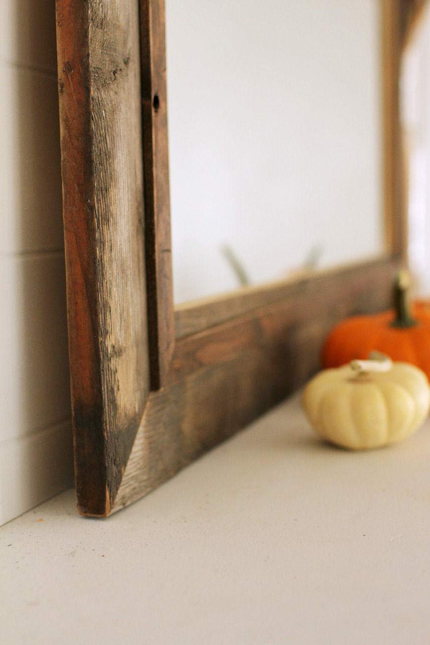 MyBarnwoodFrames - Rustic Reclaimed Barn Wood Mirror with Alder Overlay, Hobble Creek Style, 26x30 Inches - Perfect for Farmhouse Decor, Bathroom Vanity & Entryway Wall