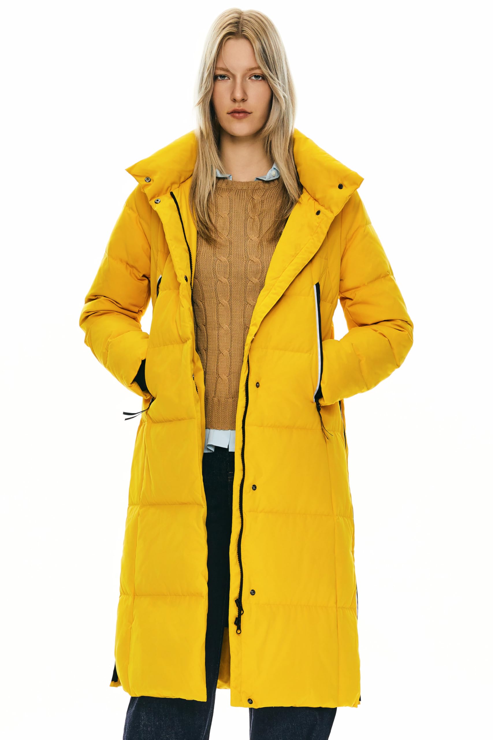 Orolay Women's Thickened Long Down Jacket - Winter Warm Hooded Puffer Coat with Side Zipper for Outdoor Activities & Cold Weather Protection