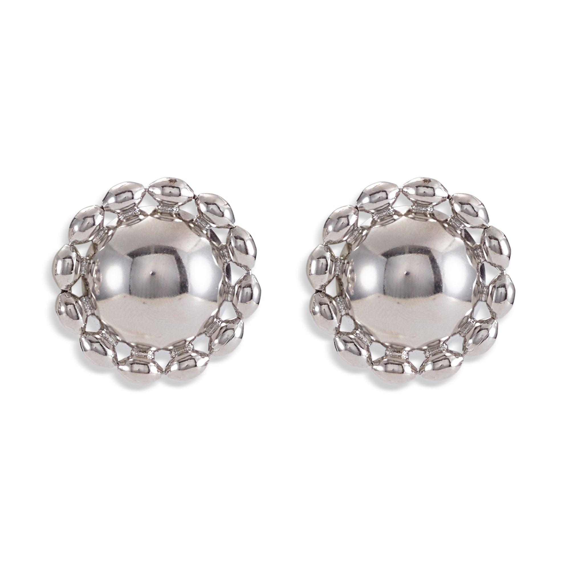 Lucia Ball Chain Dome Stud Button Earrings for Women - Fashion Gold & Silver Statement Jewelry - Perfect for Parties, Weddings & Everyday Wear