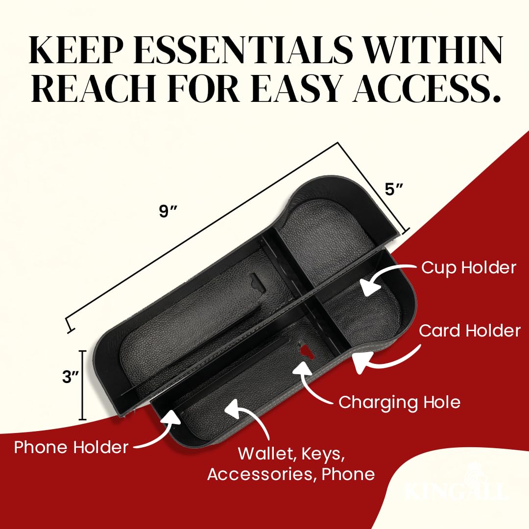 Premium Car Seat Gap Filler Organizer 2 Pack - Universal Fit Cup Holder & Storage Tray for Front Seat Console | Perfect for Phones, Keys & Small Items | Ideal for Sedans, SUVs & Trucks