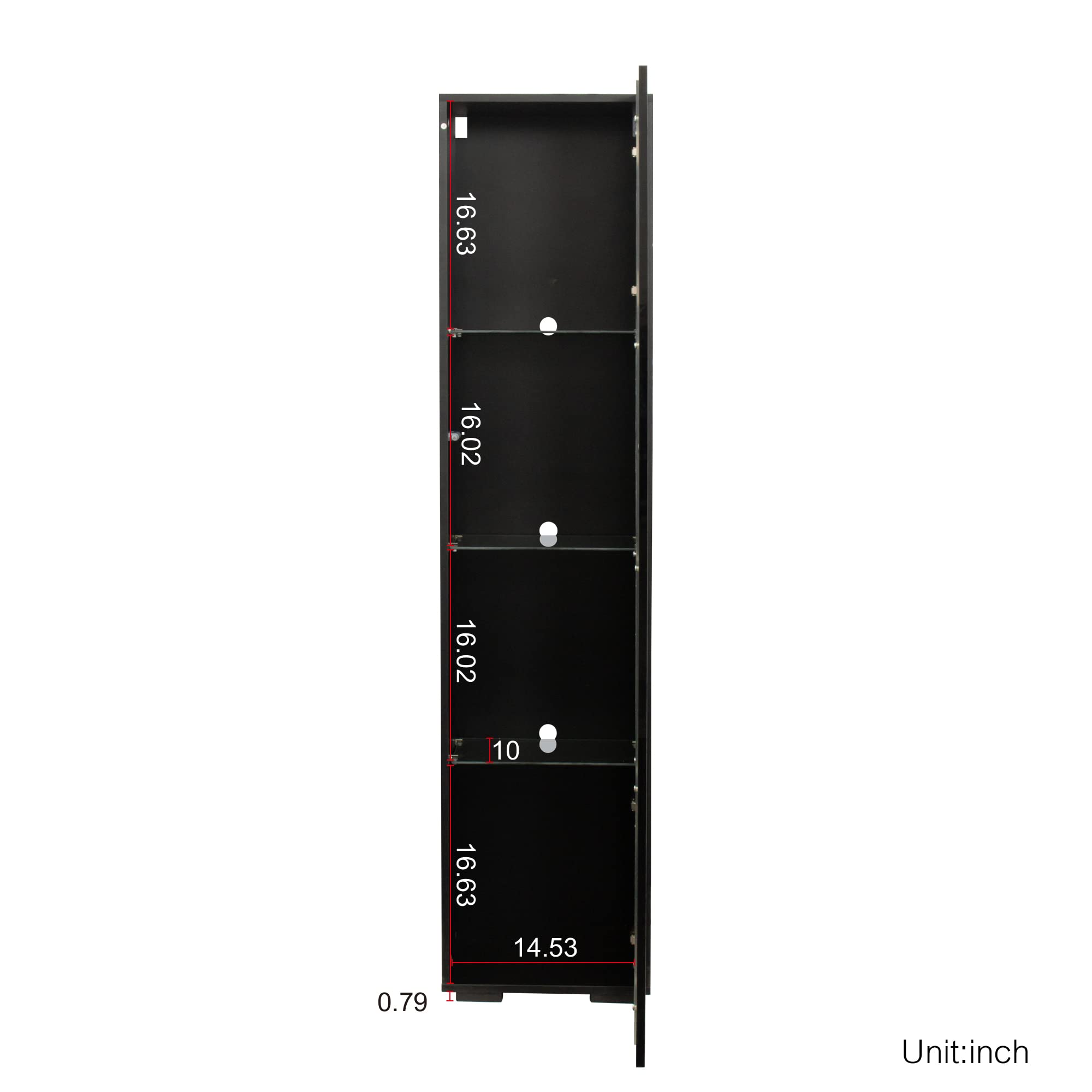 Modern LED Display Cabinet with Glass Doors & 4 Adjustable Shelves - 67