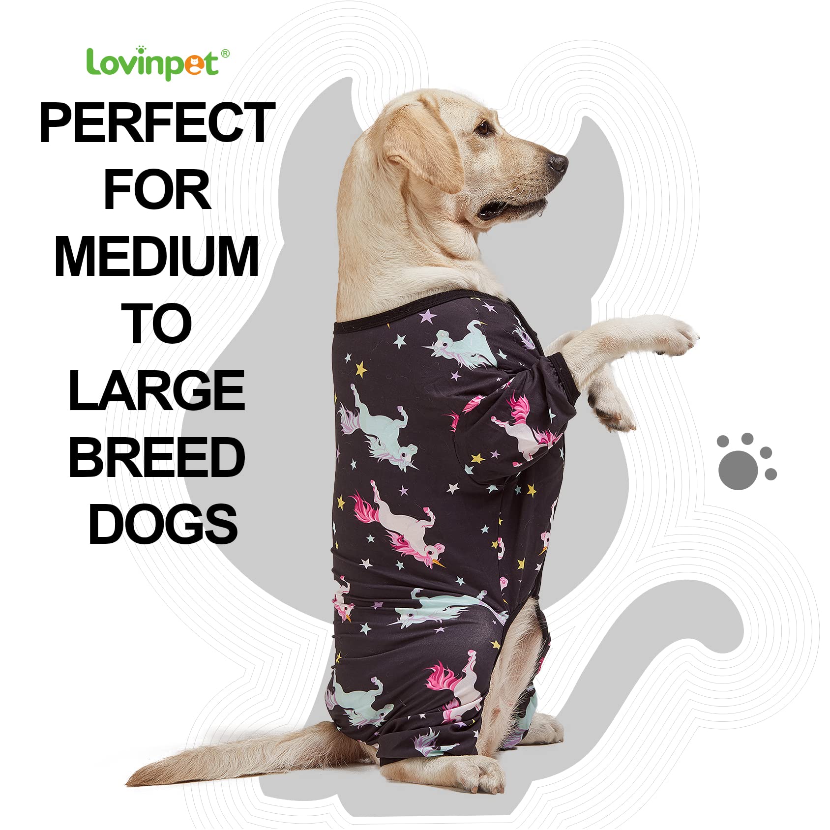 **LovinPet Post-Surgical Recovery Dog Pajamas for Large Dogs – Lightweight Pullover Full Coverage Dog Pjs with Wild Horses Galloping Print – Perfect for Post-Op Care, Anxiety Relief & Comfort at Home**