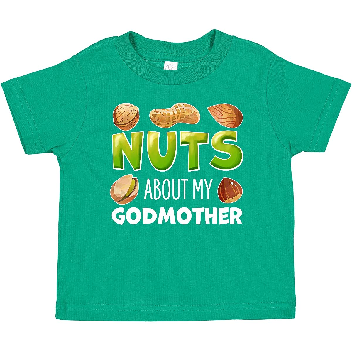 Funny Nuts About My Godmother Peanut Almond Pistachio Baby T-Shirt | Cute Graphic Tee for Infants & Toddlers | Perfect for Family Photos, Birthday Gifts & Godmother Apparel