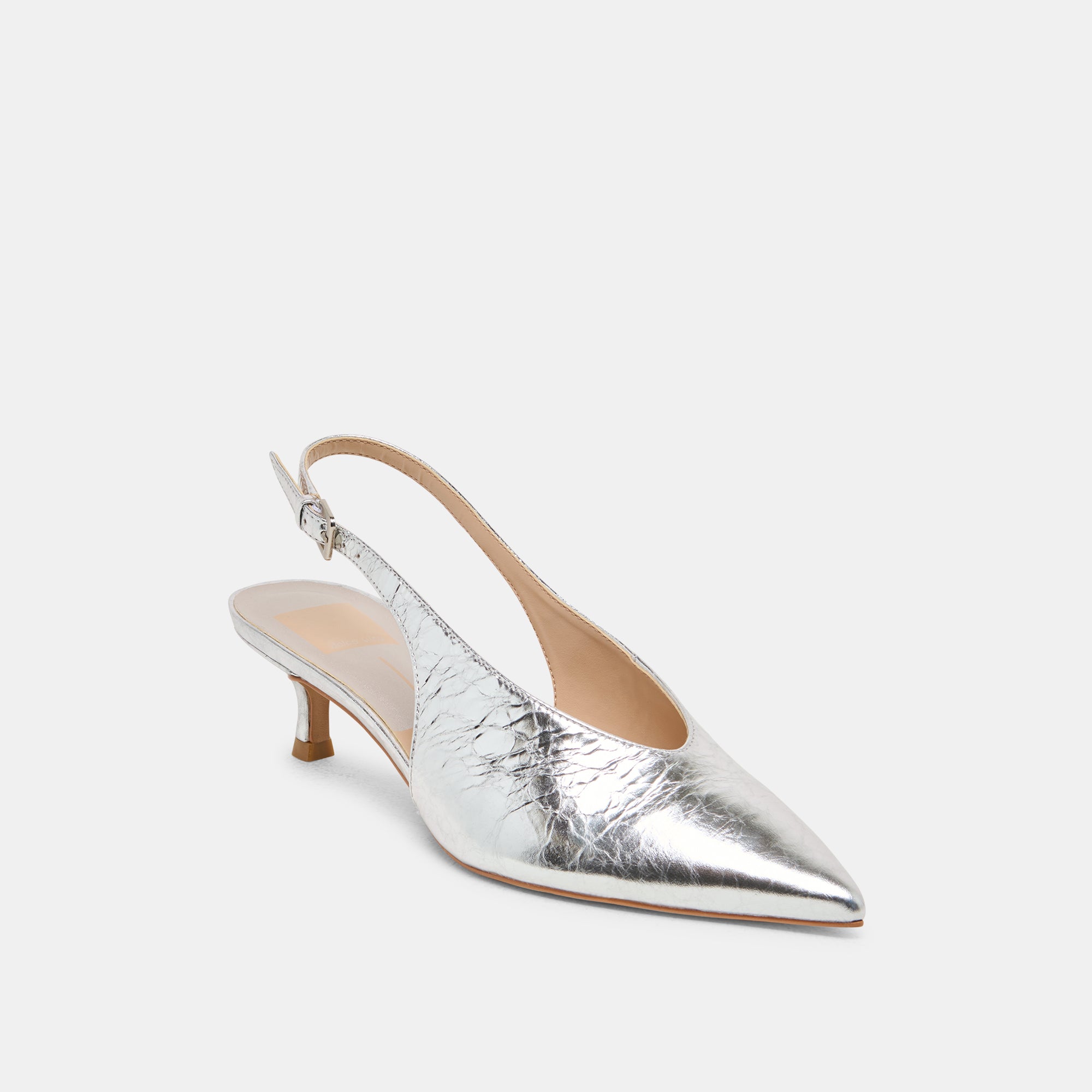 ALENNA Women's Silver Distressed Leather Heels - Stylish High Heels for Parties, Weddings & Evening Events