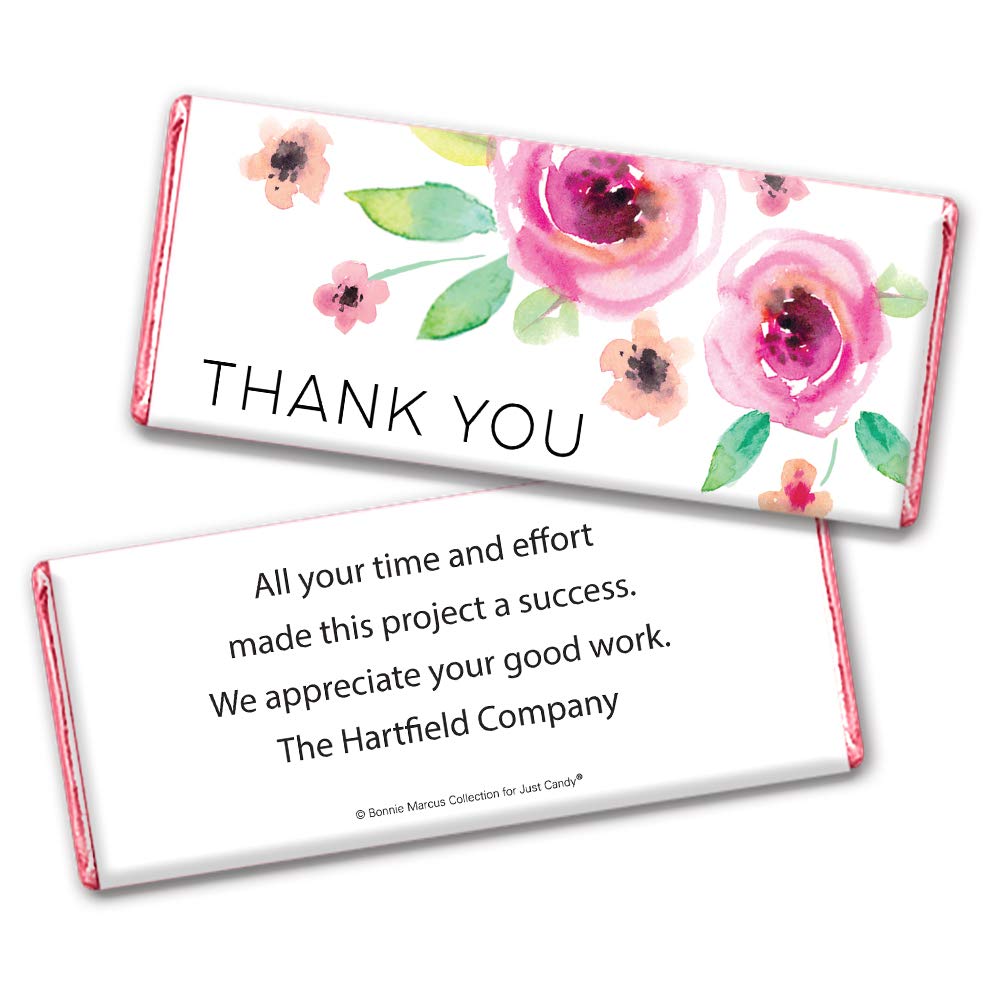 Custom Thank You Chocolate Bars - Personalized Candy Favors (36 Bars) - Free Cold Packaging - Floral Print - Perfect for Weddings, Baby Showers & Corporate Events