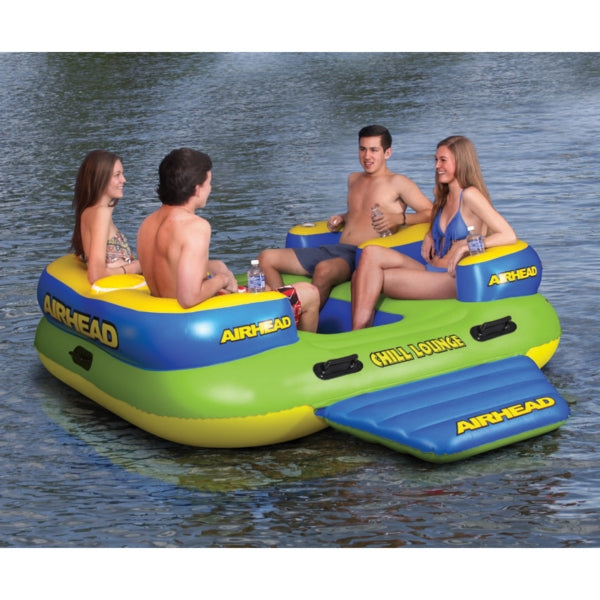AIRHEAD Inflatable Lounge for 4 People - Premium Floating Water Mat for Pool, Lake & Beach - Perfect for Relaxing, Sunbathing & Family Fun