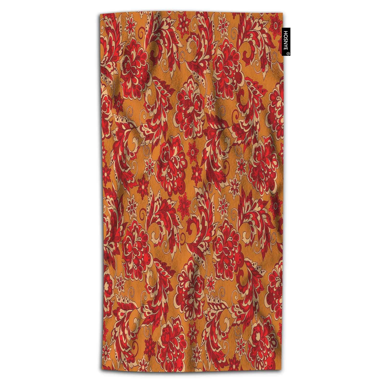 HOSNYE African Boho Paisley Flower Hand Towels - Soft Absorbent Bath & Kitchen Towels for Beach, Spa, Gym, Yoga & Face Care - Perfect for Home Decor & Gift Giving