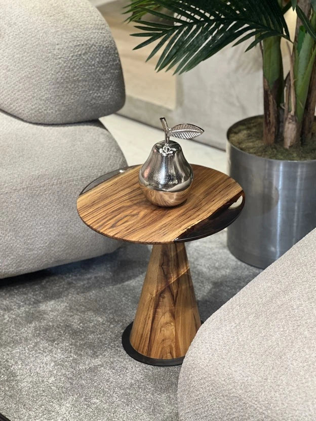 Handcrafted Walnut & Epoxy Resin Mushroom Side Table - Modern End Table for Living Room, Bedroom, or Office Decor - Unique Home Accent Furniture for Small Spaces