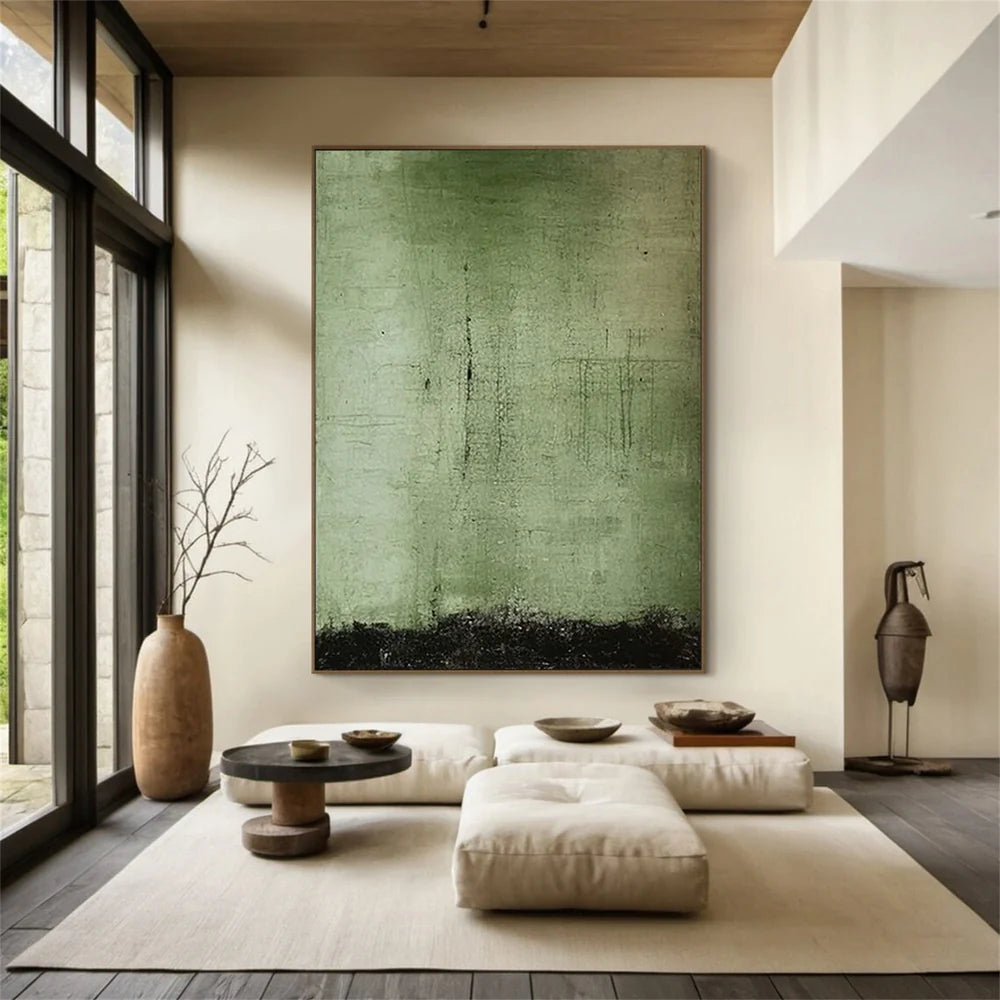 Black & Green Abstract Wall Art Canvas Print #BG114 - Modern Home Decor for Living Room, Bedroom & Office