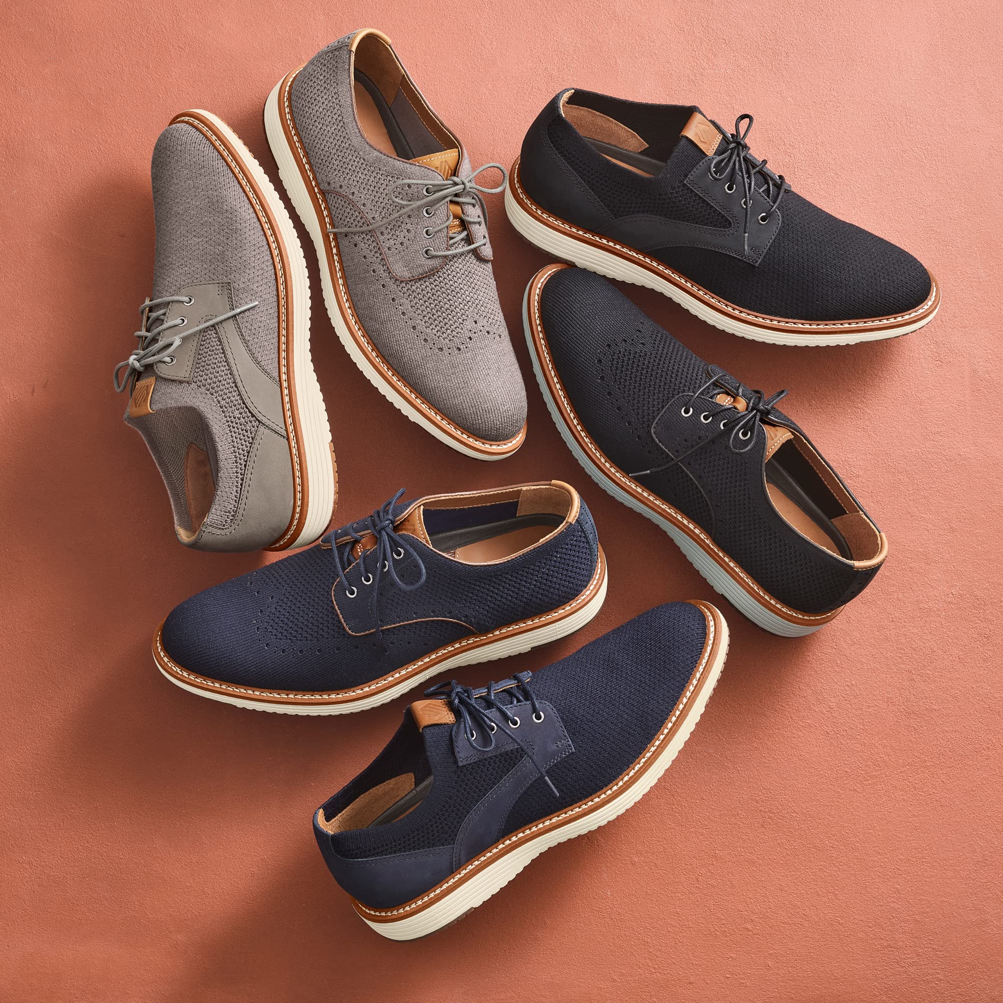 Johnston & Murphy Men’s Upton Knit Plain Toe Walking Shoes - Breathable Casual Sneakers with TRUFOAM & Rubber Sole for Comfort | Perfect for Office, Travel & Daily Wear