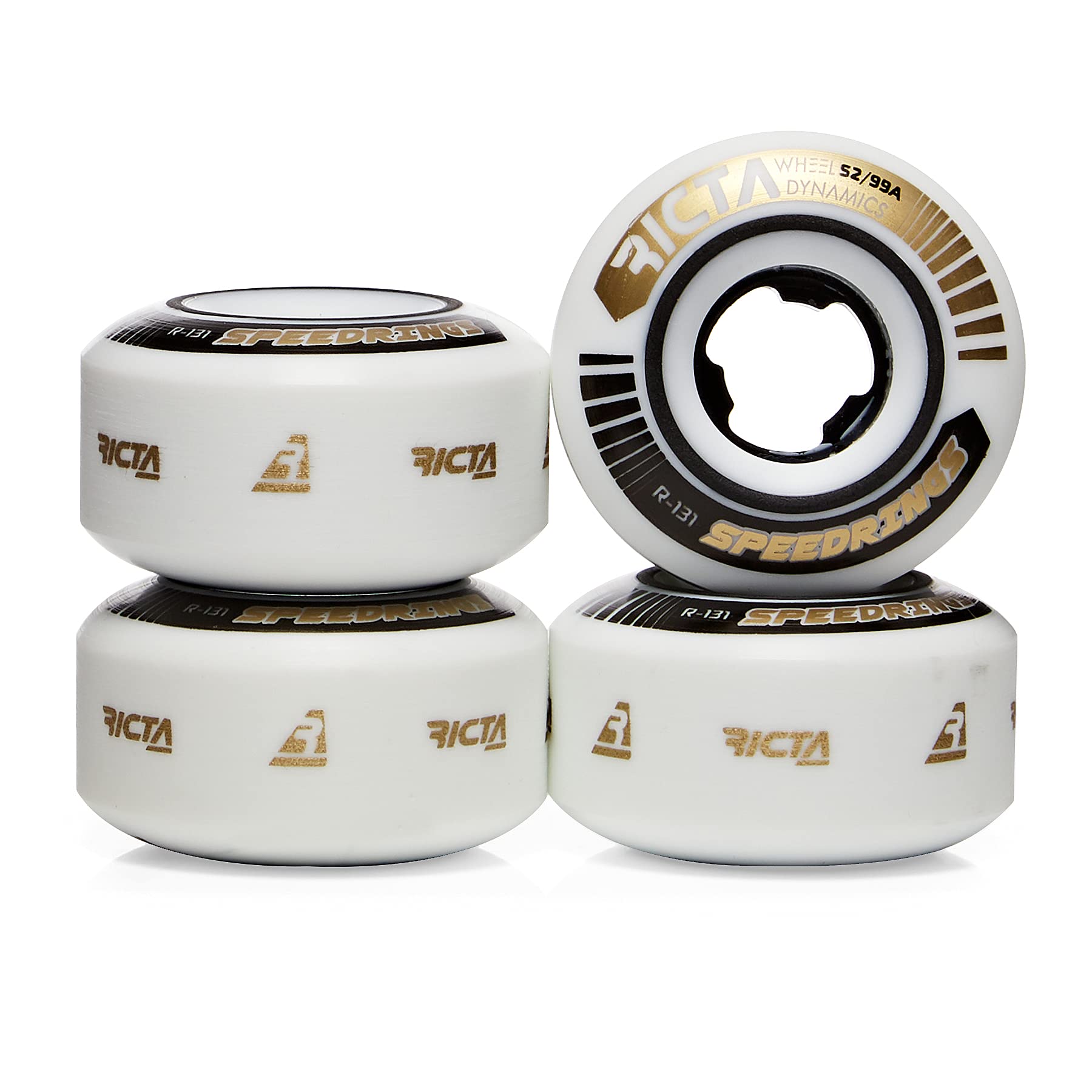 Ricta Speedrings Slim Skateboard Wheels 99a White 52mm - High-Performance Wheels for Street Skating and Smooth Rides