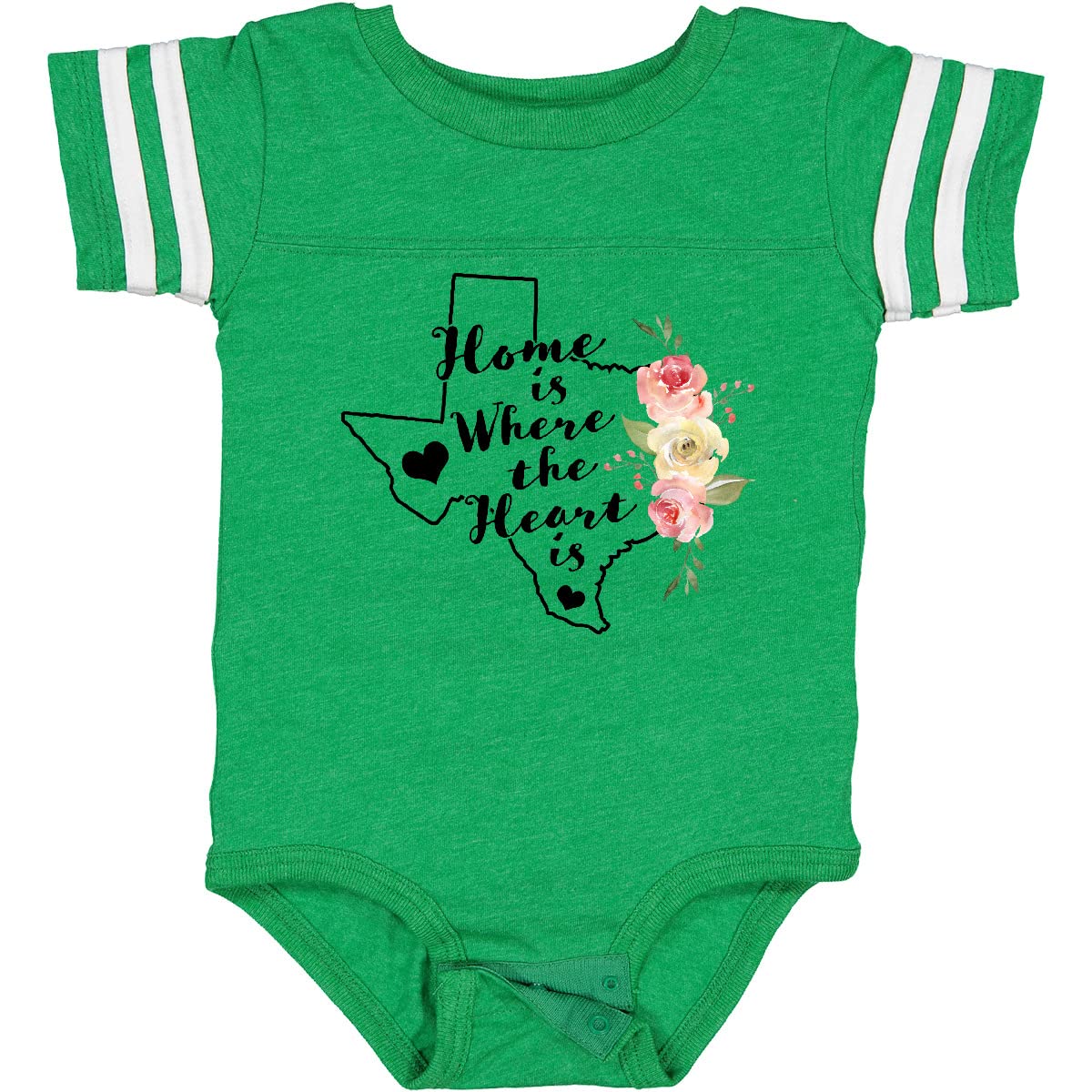 Inktastic Texas Home is Where The Heart is Watercolor Floral Baby Bodysuit - Soft Cotton Onesie for Newborns, Infants & Toddlers - Perfect for Family Photos, Holidays & Casual Outings