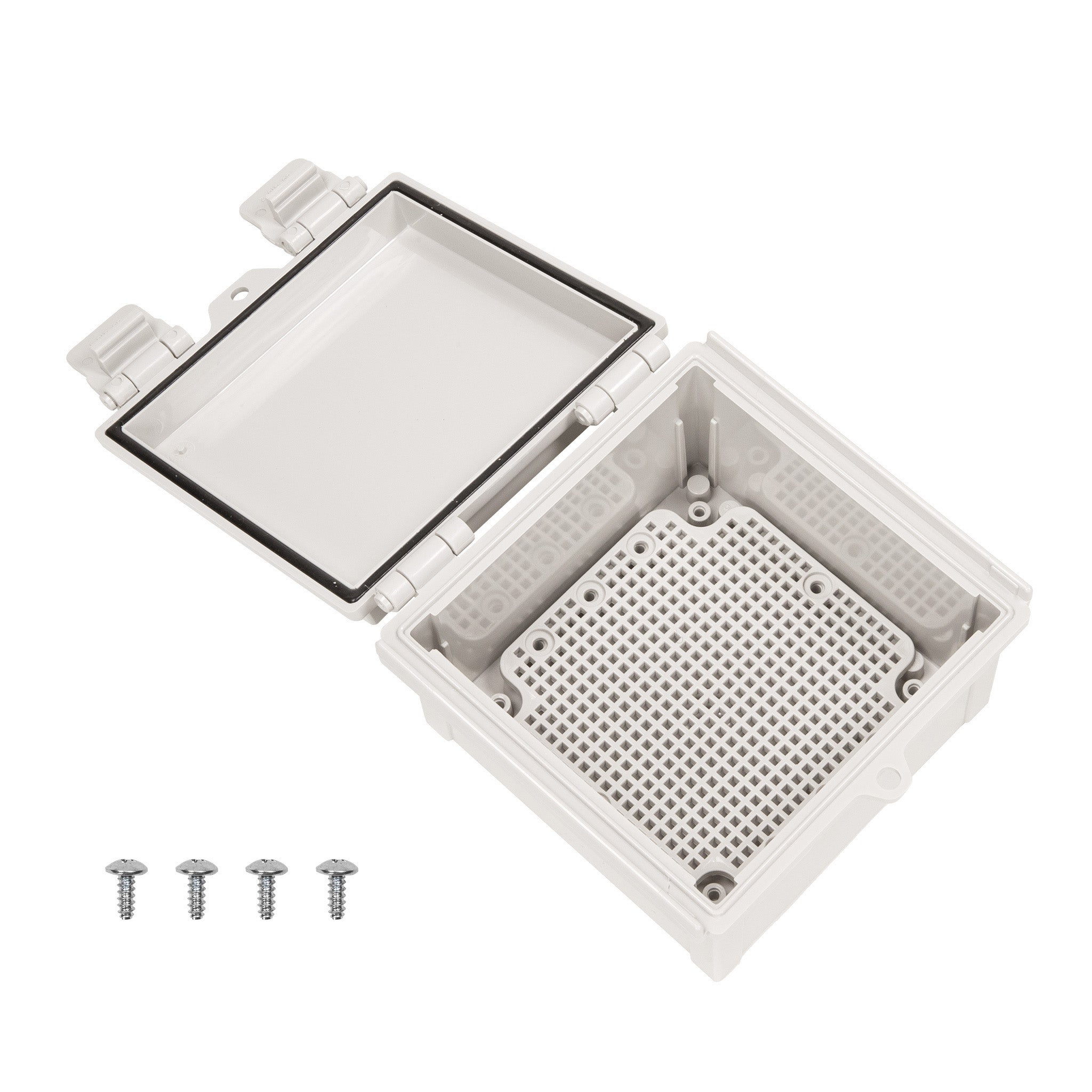 Boxco Q Series 5.91 x 5.91 x 3.54 Inches (150 x 150 x 90mm) Waterproof Plastic Enclosure - IP67 & IK08 Rated ABS Grey Hinged Electrical Box with Mounting Plate - Ideal for Outdoor Electronics, Industrial Controls & DIY Projects