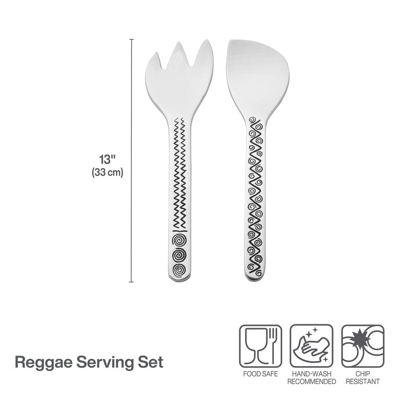 Reggae Salad Serving Set - 3-Piece Stainless Steel Salad Tongs & Servers for Fresh Greens, Pasta, Fruit - Perfect for BBQs, Picnics, Dinner Parties & Healthy Eating