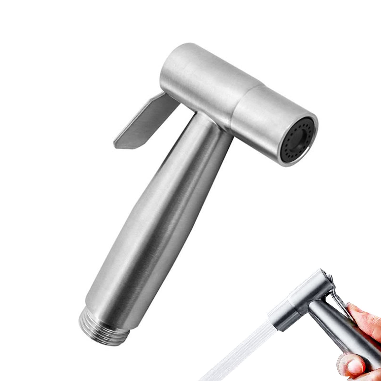Stainless Steel Handheld Bidet Sprayer - High Pressure Water Gun Flusher Nozzle | Polished Silver Finish | Perfect for Toilet Cleaning, Baby Diaper Rinse & Personal Hygiene