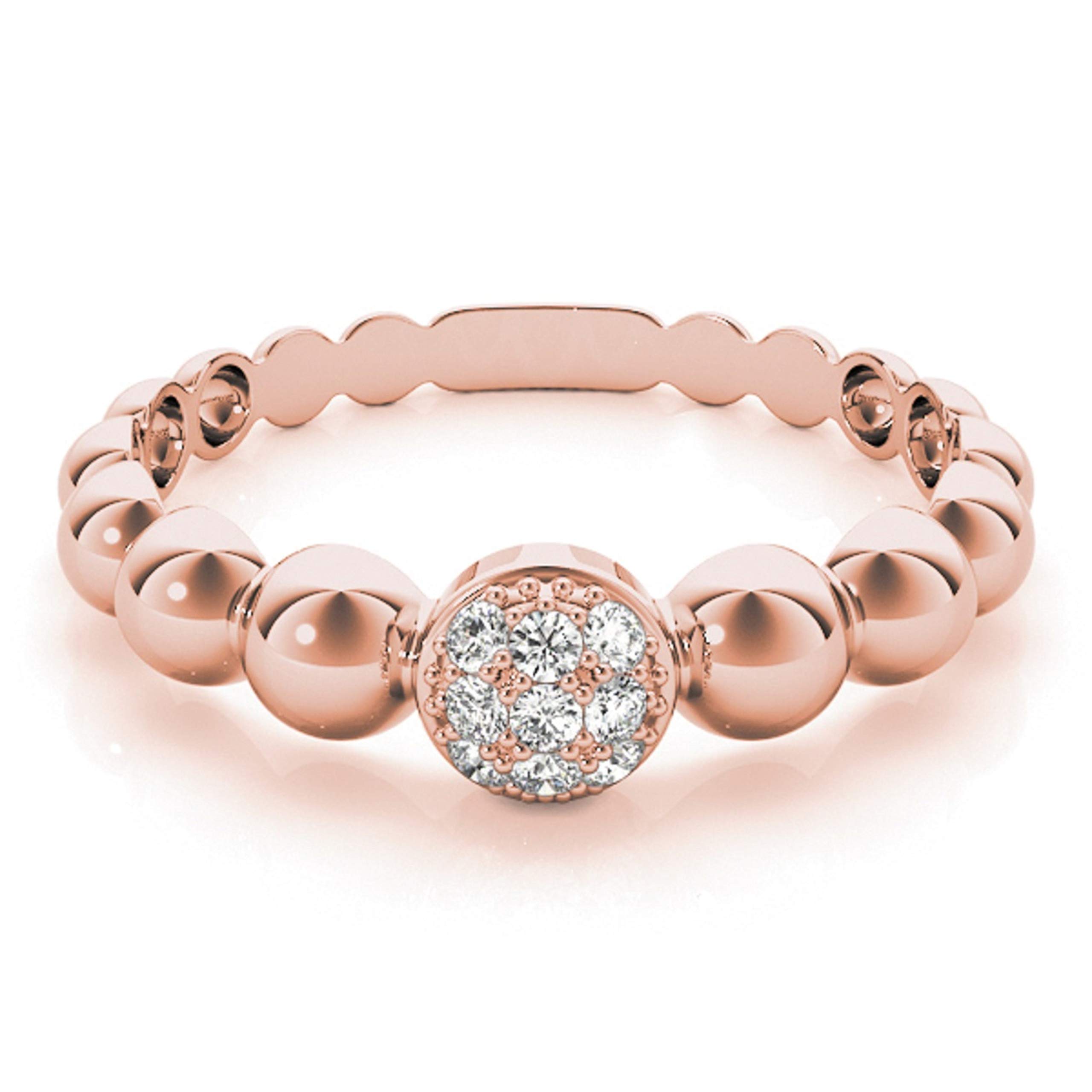 10K Round White Diamond Ring in Solid Rose, White & Yellow Gold - Elegant Valentine's Day Gift for Her, Anniversary, Engagement & Wedding Jewelry