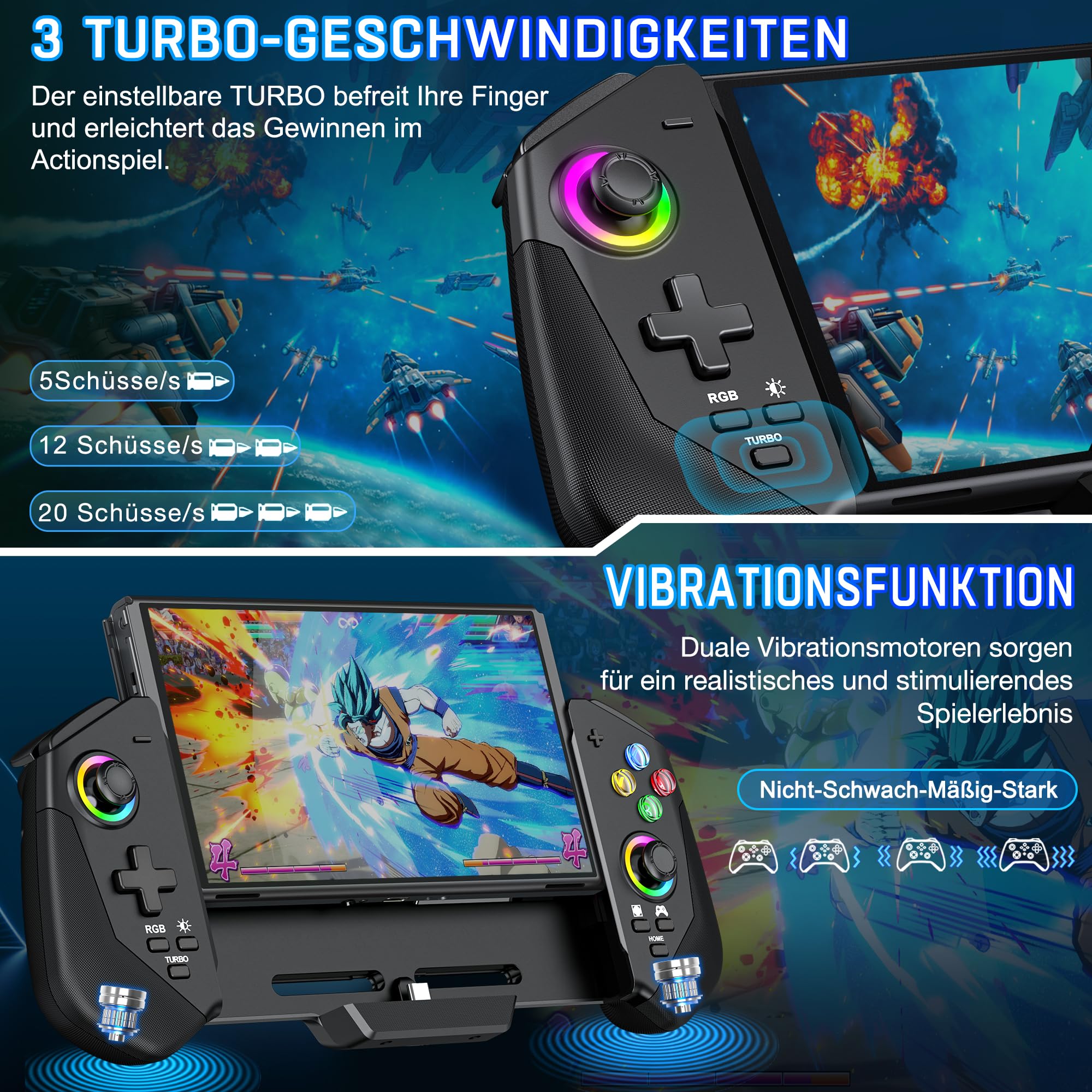 Wireless Switch Controller with Hall Effect Joystick, Turbo Mode, 6-Axis Gyro & Tabletop Stand - Compatible with Nintendo Switch & OLED - Perfect for Gaming, Travel & Home Entertainment