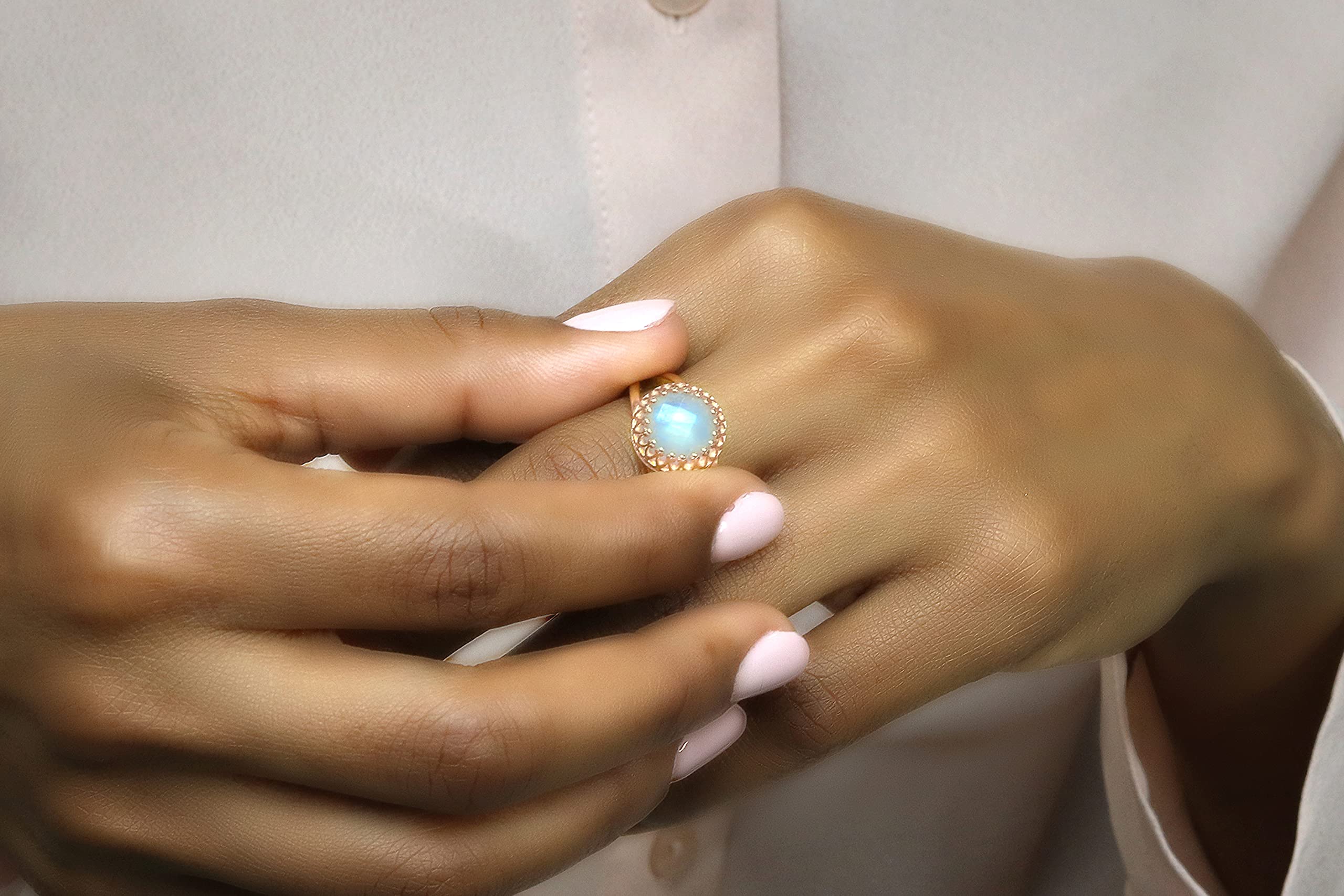Moonstone Gold Ring for Women - Elegant Boho Wedding & Stacking Rings - Perfect for Anniversaries & Birthdays