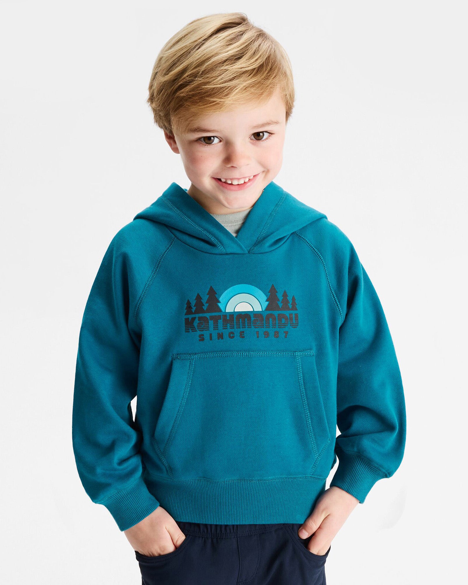 Retro Logo LT BB Hoodie for Kids - Dark Eddy | Stylish & Comfortable Pullover for School, Play & Everyday Wear