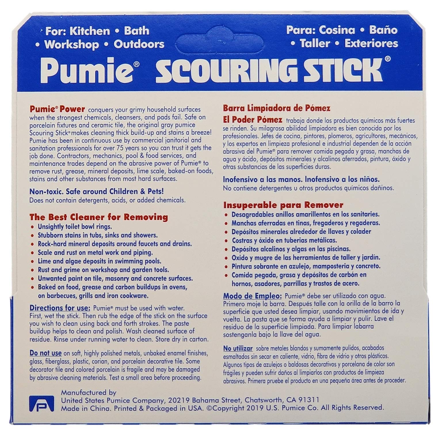 PUMIE Pumice Scouring Stick - 6 Pack for Toilet Bowl Cleaning, Hard Water Stain Remover, Rust & Grime Removal - Effective for Bathroom, Pool, Tub, Grill & Kitchen Stain Cleaning - Perfect for Household, Commercial & Outdoor Use