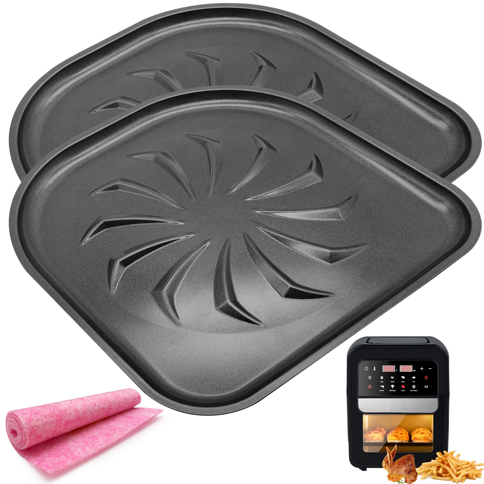 Upgraded Nonstick Drip Tray for PowerXL Air Fryer - 2 Pack Oil Drip Pan for 6QT & 10QT PowerXL Vortex Air Fryer Oven Pro Plus | Dishwasher Safe | Perfect for Air Frying, Roasting & Baking | Reduces Mess & Easy Cleanup