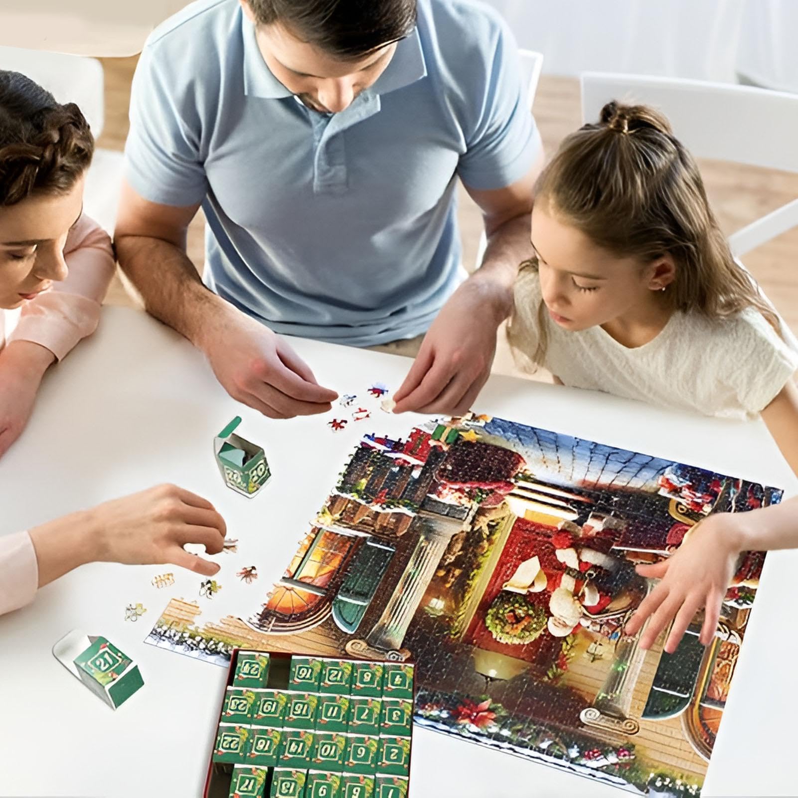 2024 Christmas Advent Calendar Puzzle - 24 Boxes 1008 Piece Holiday Countdown Puzzle for Adults & Kids - Festive Advent Calendar Puzzle for Christmas Decor & Family Fun