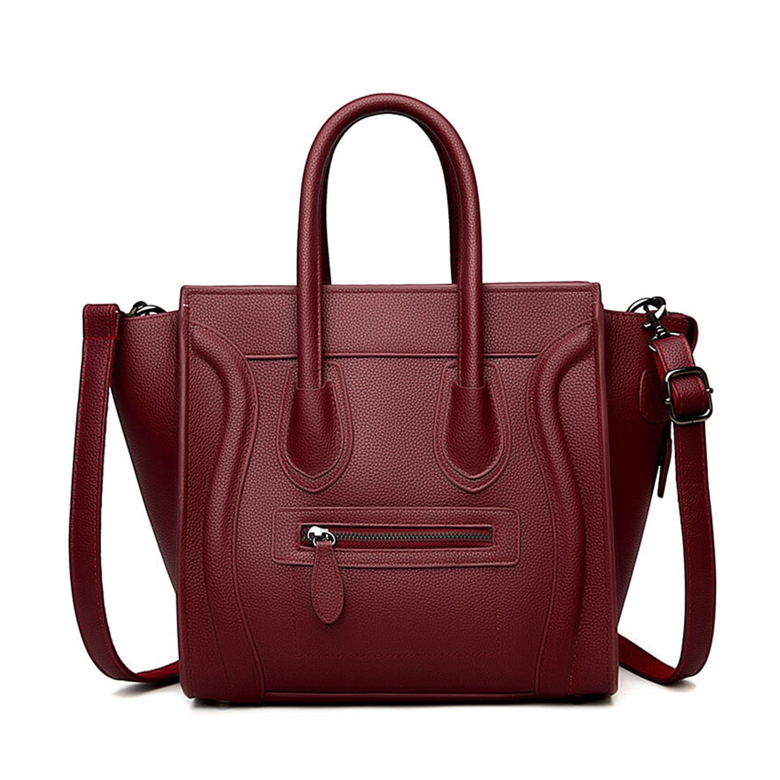 ZHUZHU Your Heart Women's Leather Tote Bag - Large Capacity Shoulder Bag for Work & Travel - Classic Red Handbag for Office, Commute & Daily Use