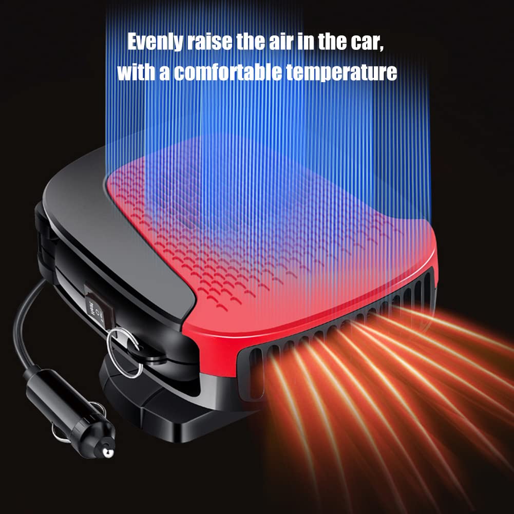 12V 150W Portable Car Heater & Defroster - Fast Heating Adjustable Fan for Windshield Defogging | Winter Car, SUV & RV Heater with Cooling Function | Perfect for Snow Removal & Cold Weather Commuting