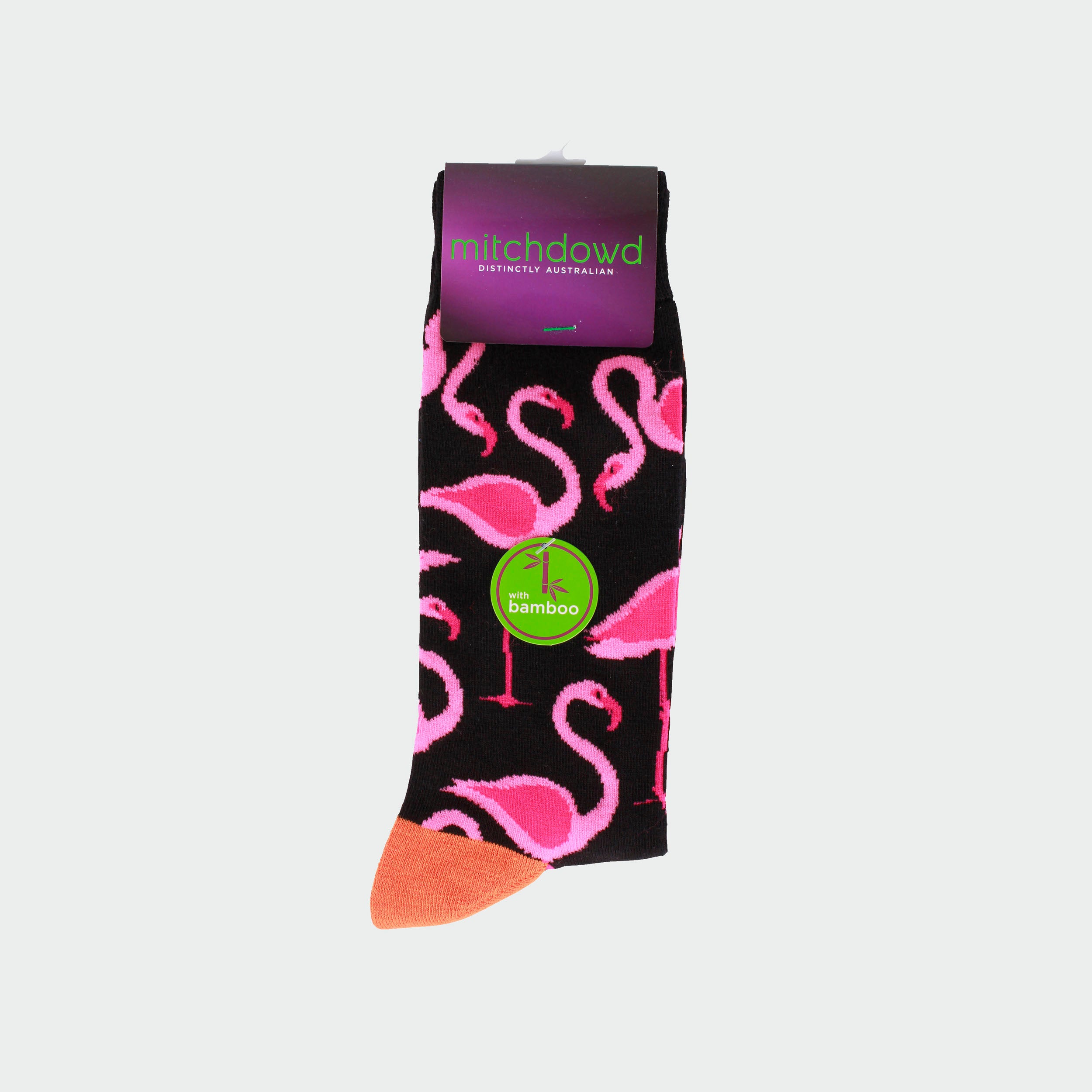 Premium Men's Flamingo Pattern Bamboo Fiber Socks - Soft Breathable Black Ankle Socks for Casual Wear, Gym & Outdoor Activities