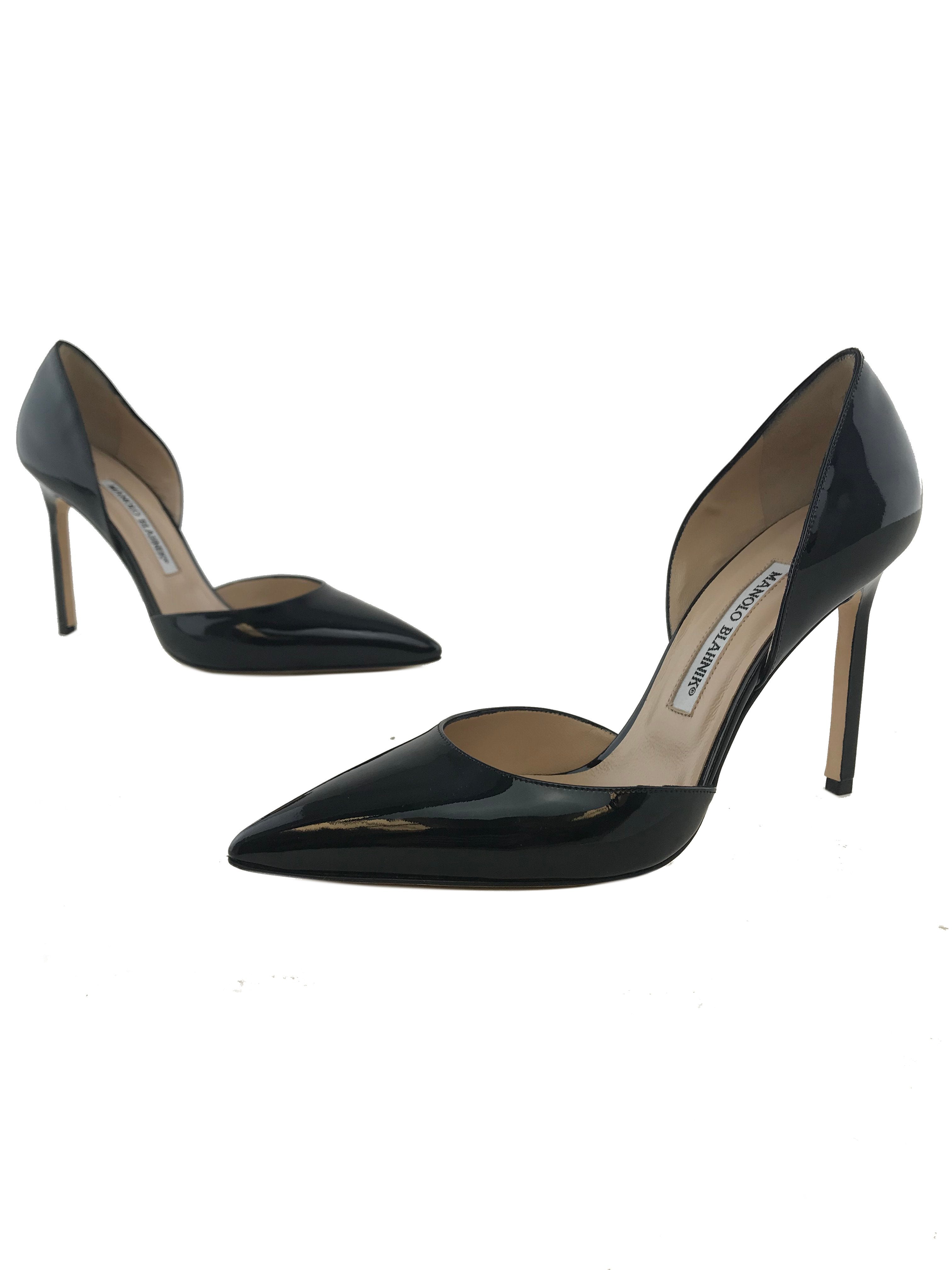 Manolo Blahnik Tayler Patent Leather d'Orsay Pumps - Women's Size 8 (US) | Elegant High Heels for Weddings, Parties & Formal Events