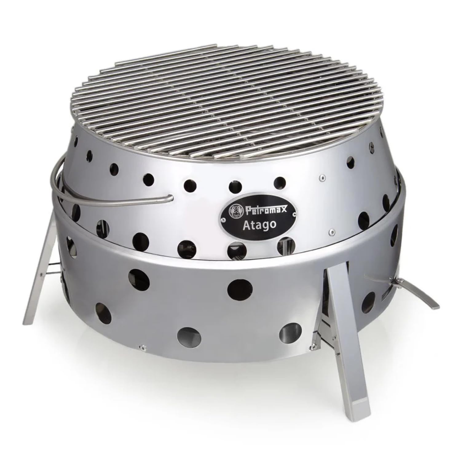 Petromax Atago Portable Camp Grill & Fire Bowl - Stainless Steel Outdoor Stove for Charcoal or Wood - Perfect for Camping, Backyard BBQs & Picnics